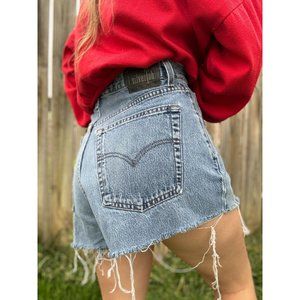 Vintage 98' Levi's silverTab Baggy Fit Cut Off Raw Hem Denim Jean Shorts Size 36